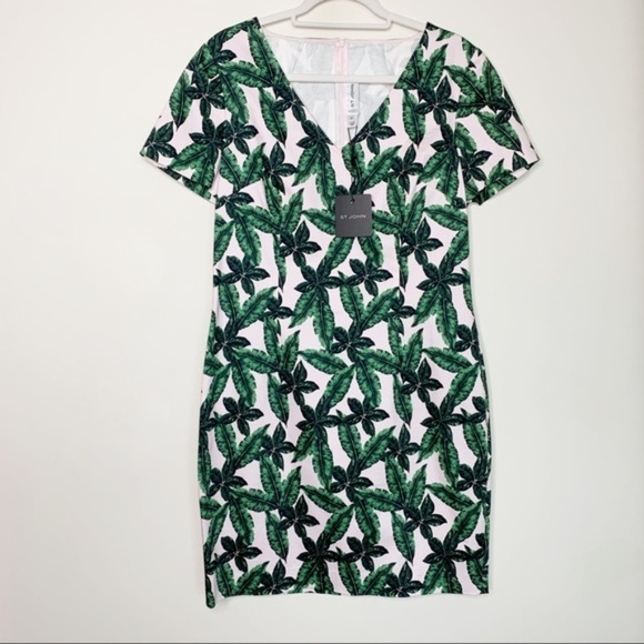St. John Spring 2018 Tropical Palm Leaf Sheath Dress Size 8 - Picture 8 of 10